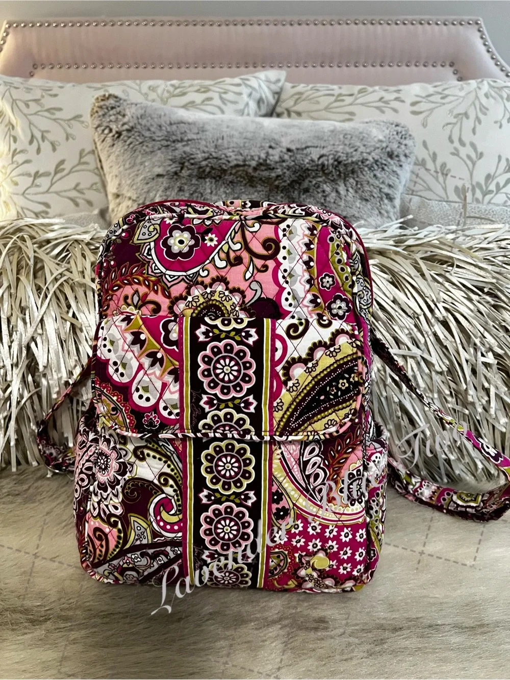 Vera Bradley Quilted Very Berry Paisley Backpack Pink Floral Pattern Vera Bradley  main image 3